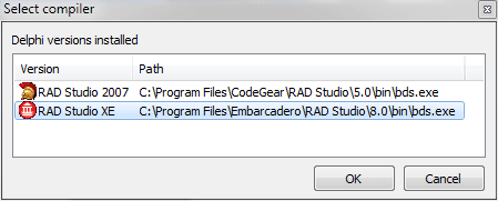 select delphi compiler